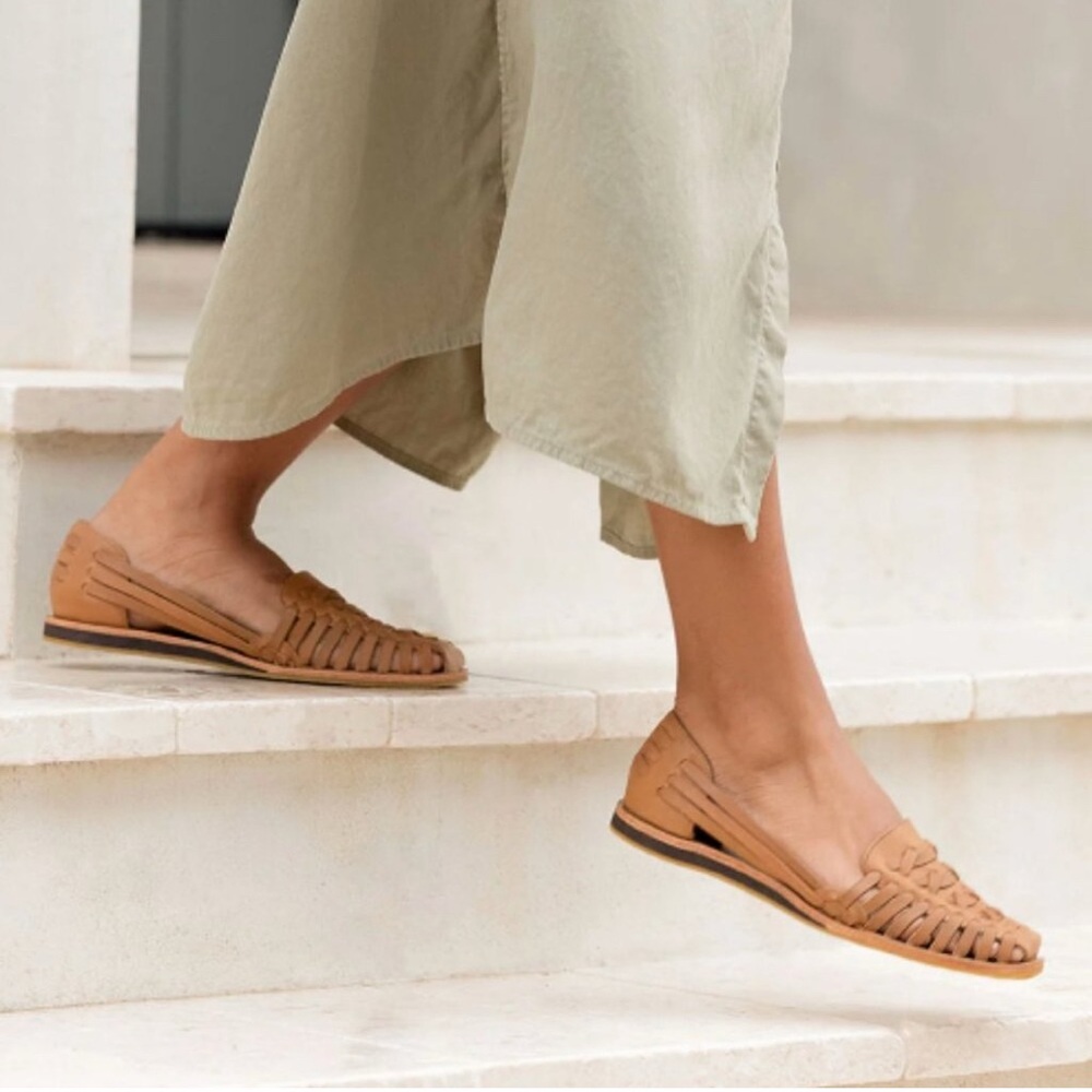 Nisolo Tan Woven Leather Huarache Sandals